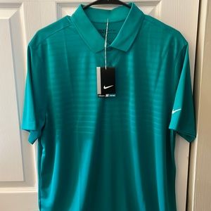 Green Nike golf shirt with stripes new with tags